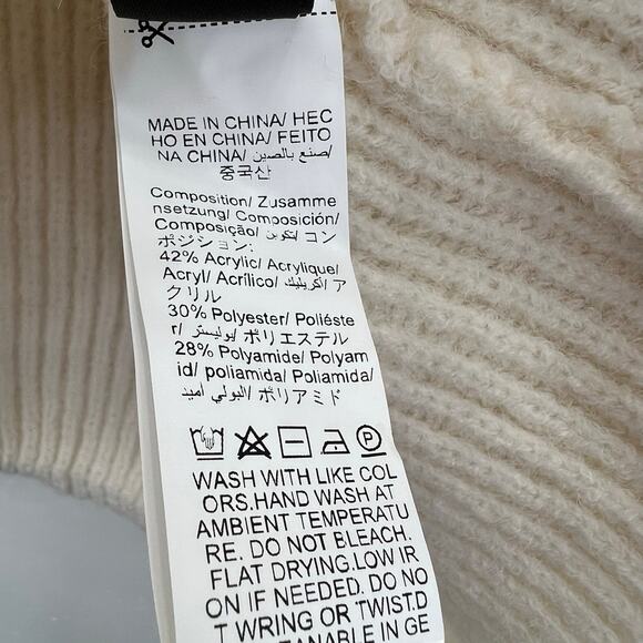 Romwe Boho Floral Drawstring Babydoll Sweater 0XL Beige Embroidered V Neck NWT - Picture 6 of 6